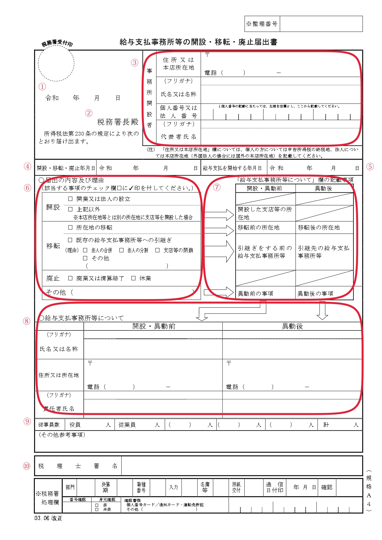 給与支払事務所等の開設・移転・廃止の届出書の基本的な事項と記載方法についての説明 - ササキ税理士事務所